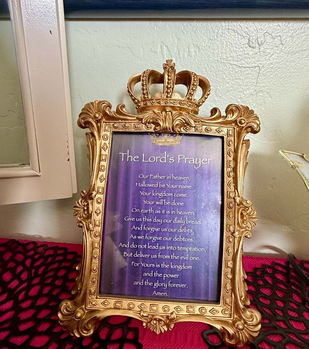 The Lord's Prayer Ornate Gold Frame with Crown Topper